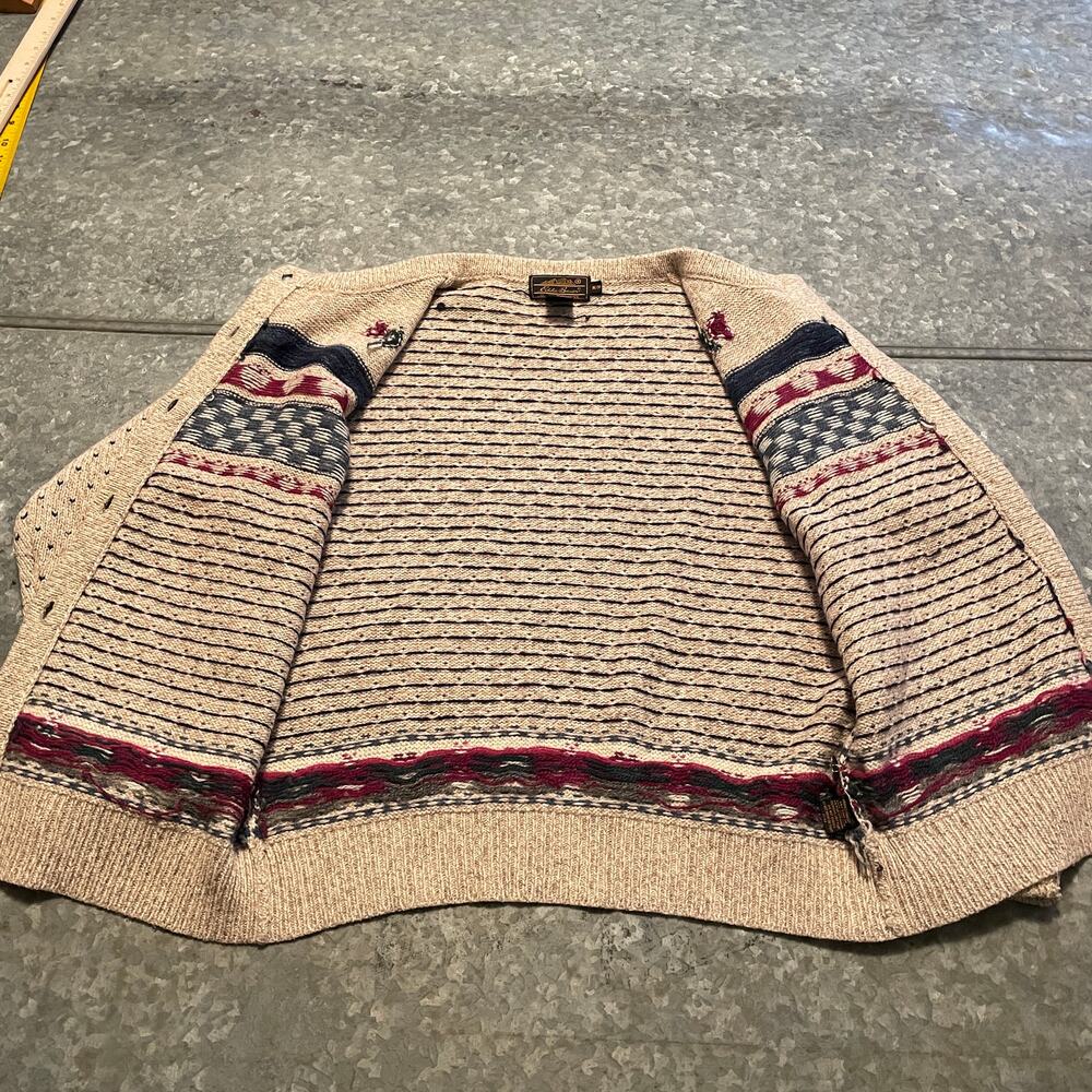 Vintage 90s Eddie Bauer Wool Heart Cardigan Sweater Medium Grandma Cottagecore - Picture 5 of 13